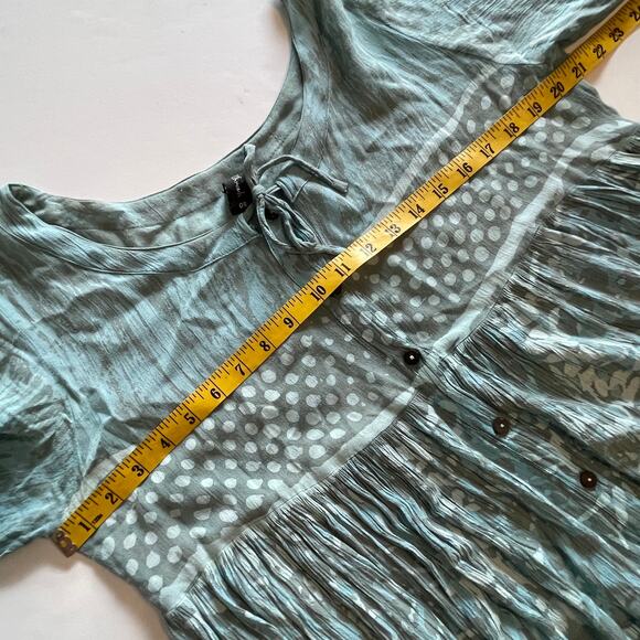 Sacred Threads Boho Swing Tunic Womens One Size Blue Mixed Print Top - Picture 7 of 7